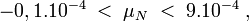 \textstyle -0,1.10^{-4} \; < \; \mu_N \; < \; 9.10^{-4}\; ,