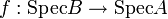f: {\rm Spec} B\to {\rm Spec} A