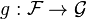 g :\mathcal F \rightarrow \mathcal G