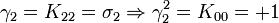  \gamma_2 = K_{22} = \sigma_2 \Rightarrow \gamma_2^2 = K_{00} = +1 