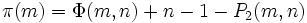 \pi(m)=\Phi(m,n)+n-1-P_2(m,n)\,