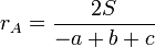 r_A = \frac{2S}{-a+b+c}