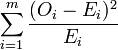 \sum_{i=1}^m \frac {(O_i - E_i)^2} {E_i}