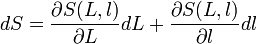 dS=  \frac{\partial S(L,l) }{\partial L}dL+\frac{\partial S(L,l) }{\partial l}dl