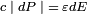 \scriptstyle c\;|\;dP\;|\;=\;\varepsilon dE