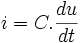 i = C.\frac{du}{dt} \,