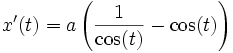 x'(t) = a\left(\frac{1}{\cos(t)}- \cos(t)\right)