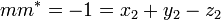 mm^* = -1 = x_2 + y_2 - z_2\,