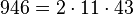  946=2 \cdot  11 \cdot  43