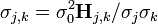 \sigma_{j,k} = \sigma^2_0 \mathbf{H}_{j,k}/\sigma_{j} \sigma_{k}