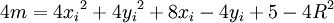 4m=4{x_i}^2+4{y_i}^2+8x_i-4y_i+5-4R^2