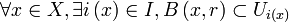 \forall x\in X,\exists i\left(x\right)\in I,B\left(x,r\right)\subset U_{i\left(x\right)}