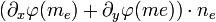 (\partial_{x}\varphi(m_e) + \partial_{y}\varphi(me)) \cdot n_e