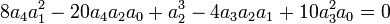  \qquad 8a_4a_1^2-20a_4a_2a_0+a_2^3-4a_3a_2a_1+10a_3^2a_0=0