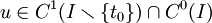 u\in C^1(I \smallsetminus \{t_0\}) \cap C^0(I)