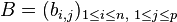  B=(b_{i,j})_{1\le i\le n,\ 1\le j\le p}