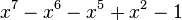 x^7-x^6-x^5+x^2-1\,