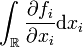 \int_\mathbb R \frac{\partial f_i}{\partial x_i}\mathrm dx_i