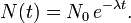 N(t) = N_0\,e^{-{\lambda}t}. 