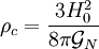 \rho_c = \frac{3H_0^2}{8\pi\mathcal{G}_N}