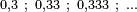 \scriptstyle 0,3~;~0,33~;~0,333~;~ \ldots