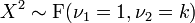 X^2\sim \operatorname{F}(\nu_1 = 1, \nu_2 = k)