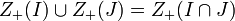  Z_+(I) \cup Z_+(J)=Z_+(I\cap J)