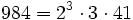  984 = 2^3 \cdot  3 \cdot  41