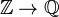\mathbb Z\rightarrow\mathbb Q