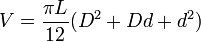 V = \frac {\pi L} {12} (D^2+Dd+d^2)