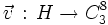 \vec{v} \, : \, H \rightarrow C_3^8