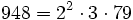  948=2^2 \cdot  3 \cdot  79