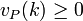 v_P(k)\ge 0