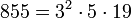 855=3^2 \cdot  5 \cdot  19