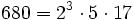 680=2^3 \cdot  5 \cdot  17