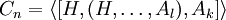  C_n =\langle [H,(H,\ldots,A_l),A_k]\rangle