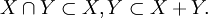 X \cap Y \subset X,Y \subset X+Y.