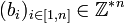 (b_i)_{i\in[1,n]}\in{\mathbb{Z}^*}^n