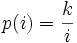 p(i) = \frac{k}{i}