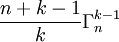 \frac{n+k-1}{k}\Gamma_n^{k-1}