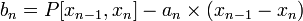 b_n = P[x_{n-1}, x_n] - a_n\times (x_{n-1} - x_n)