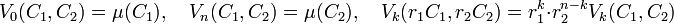 V_0(C_1,C_2) = \mu(C_1),\quad V_n(C_1,C_2) = \mu(C_2),\quad V_k(r_1C_1,r_2C_2) = r_1^k\cdot r_2^{n-k} V_k(C_1,C_2)