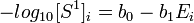 -log_{10}[S^1]_i = b_0 - b_1E_{i^{ }}