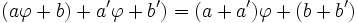(a\varphi + b) + a'\varphi + b') = (a+a')\varphi + (b + b')