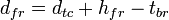 d_{fr}=d_{tc}+h_{fr}-t_{br} \,