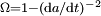 \scriptstyle\Omega = 1 - (\mathrm da/ \mathrm dt)^{-2}~