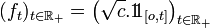 (f_t)_{t\in{\mathbb{R}}_+}=\left(\sqrt{c}.1\!\!1_{[o,t]} \right)_{t\in\mathbb{R}_+}