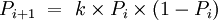 P_{i+1}\ =\ k\times P_i\times (1 - P_i)