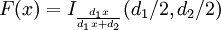 F(x)=I_{\frac{d_1 x}{d_1 x + d_2}}(d_1/2, d_2/2) 