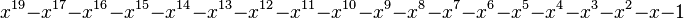 x^{19}-x^{17}-x^{16}-x^{15}-x^{14}-x^{13}-x^{12}-x^{11}-x^{10}-x^9-x^8-x^7-x^6-x^5-x^4-x^3-x^2-x-1\,